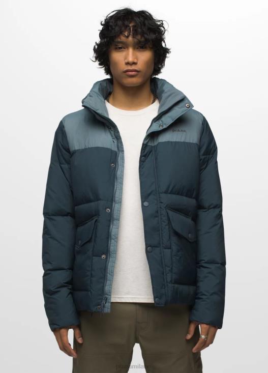 uomini giacca da trail in legno prAna colorblock blu stagionato vestiario T6DPZ1081