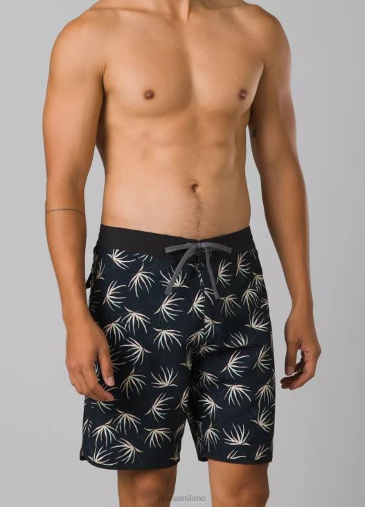 uomini pantaloncini da surf vintage prAna fioritura nera nuotare T6DPZ1034